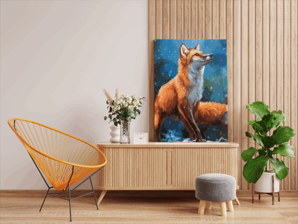 Majestic Winter Fox Paint by Numbers Kit - Image 2