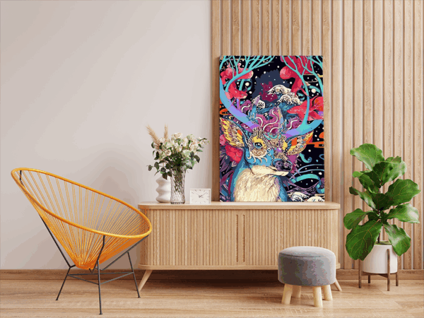 Vibrant Dreamscape Stag Paint by Numbers Kit - Image 2