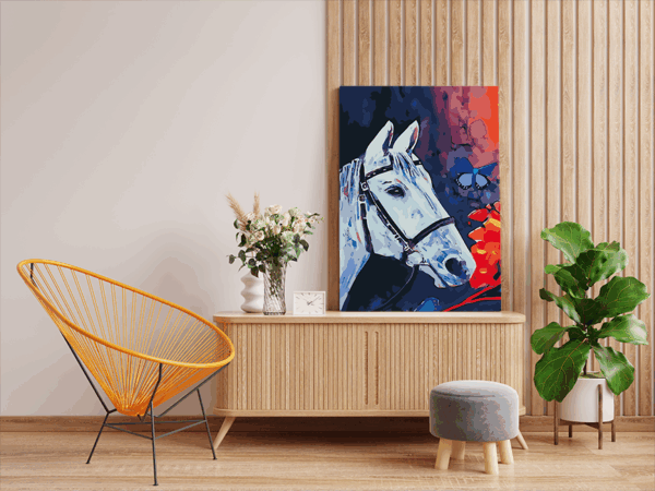Majestic White Horse Paint by Numbers Kit - Image 2
