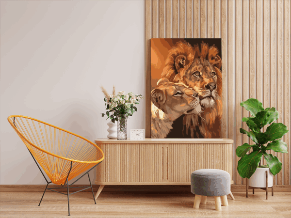 Regal Lion Couple Paint by Numbers Kit - Image 2