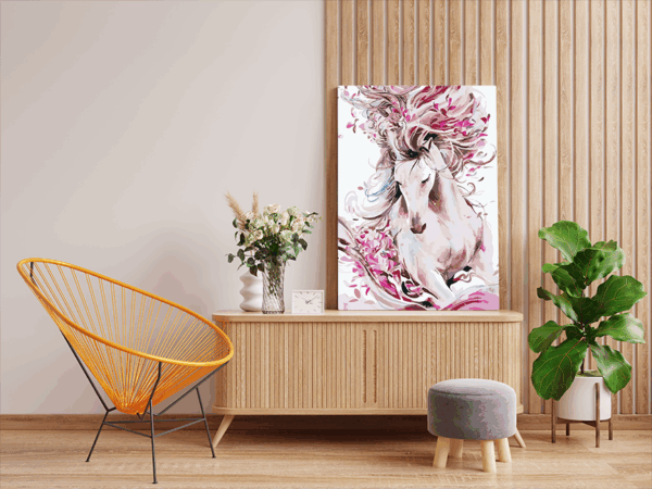 Enchanted White Horse Paint by Numbers Kit - Image 2