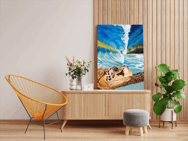 Serene Sea Turtle Paint by Numbers Kit - Image 2