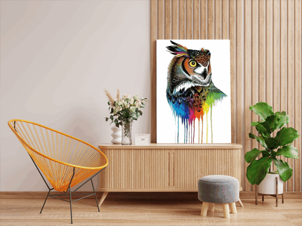 Vibrant Owl Splash Paint by Numbers Kit - Image 2