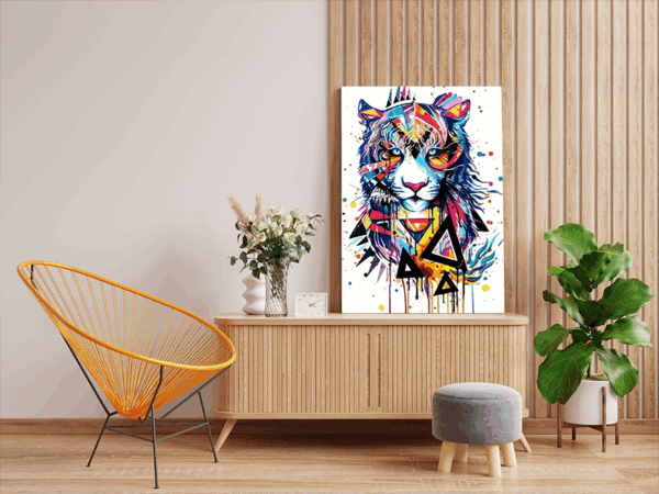 Geometric Abstract Tiger Paint by Numbers Kit - Image 2