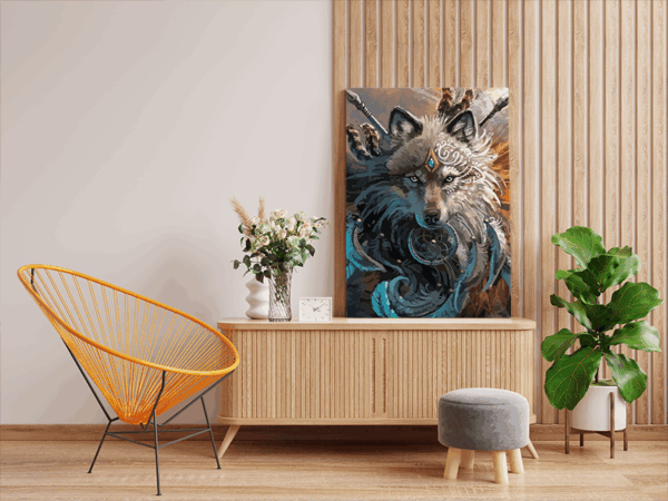 Spirit Warrior Wolf Paint by Numbers Kit - Image 2