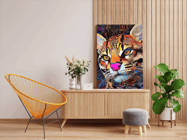 Colorful Abstract Cat Paint by Numbers Kit - Image 2