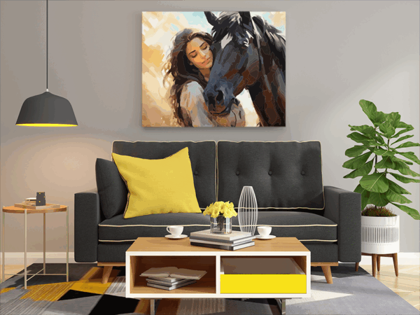 Woman with Horse Paint by Numbers Kit - Image 2