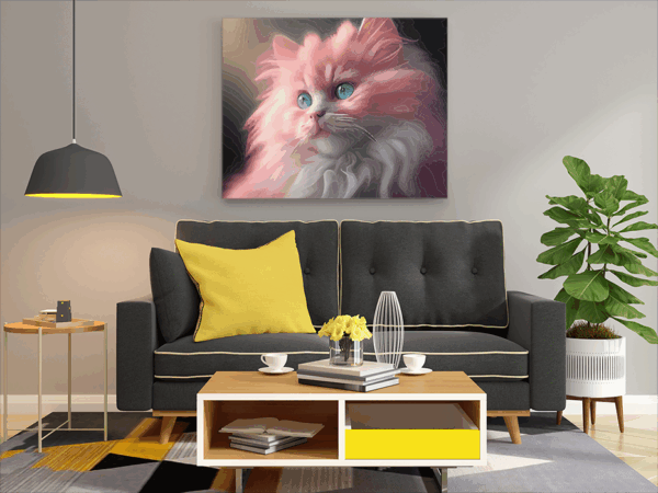 Fluffy Pink Kitten Paint by Numbers Kit - Image 2
