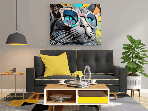 Cool Cat with Sunglasses Paint by Numbers Kit - Image 2