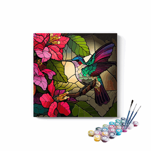 Stained Glass Hummingbird Paint by Numbers Kit