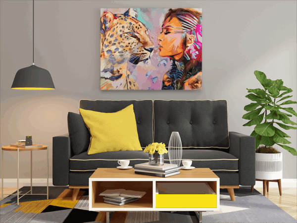 Leopard and Woman Paint by Numbers Kit - Image 2