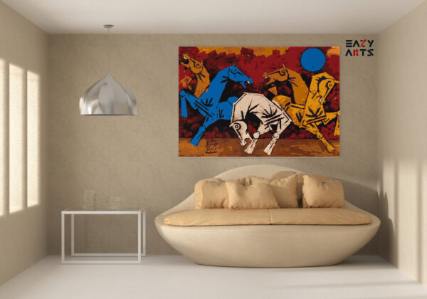 Five Horses By MF Husain Paint By Numbers kit - Image 2