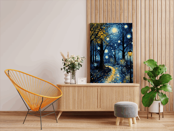 Enchanted Moonlit Path: Serene Forest Paint by Numbers Kit - Image 2