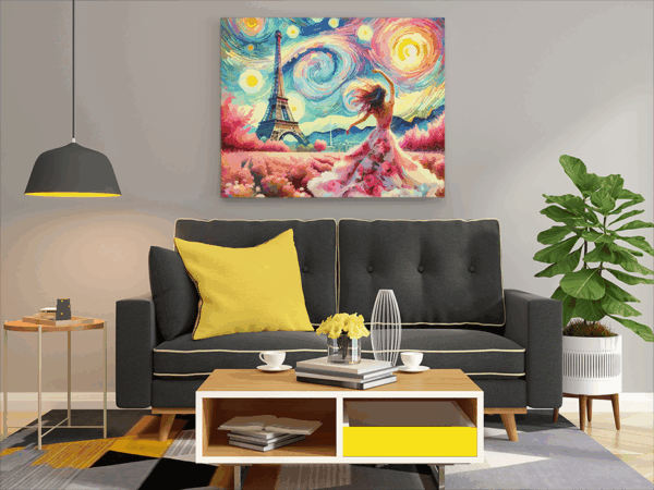 Whimsical Parisian Dream: Eiffel Tower Fantasy Paint by Numbers Kit - Image 2