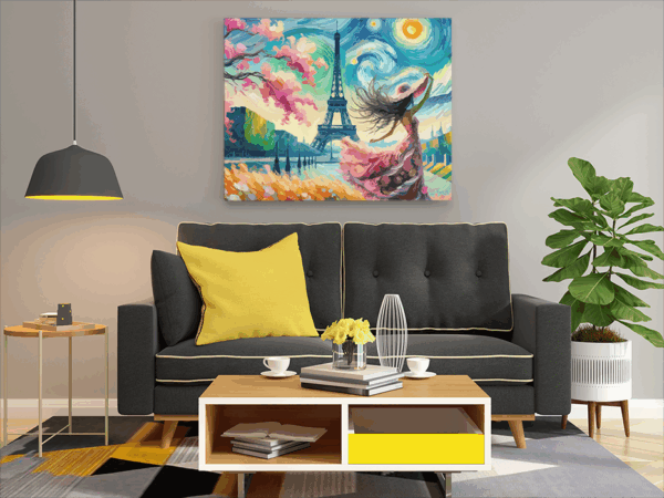 Eiffel Tower Serenade: Parisian Fantasy Paint by Numbers Kit - Image 2
