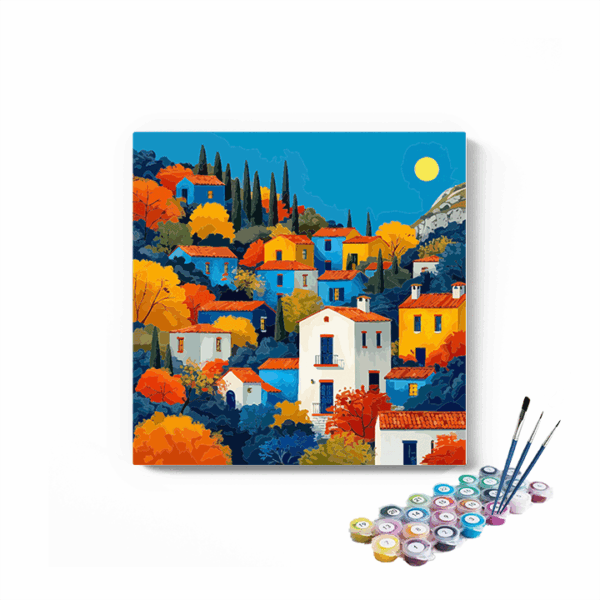 Mediterranean Autumn: Vibrant Village Paint by Numbers Kit