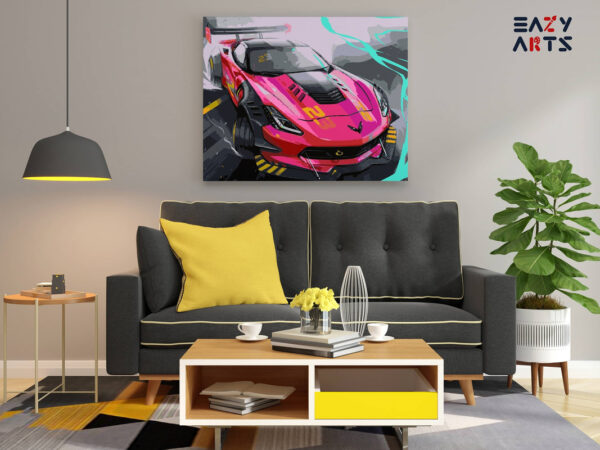 Pink Racing Car Paint By Numbers kit - Image 2