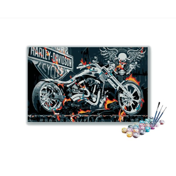 Harley Davidson Black Bike Paint By Numbers kit