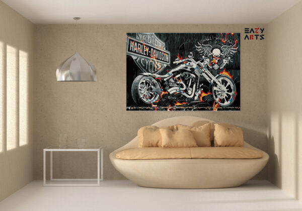 Harley Davidson Black Bike Paint By Numbers kit - Image 2