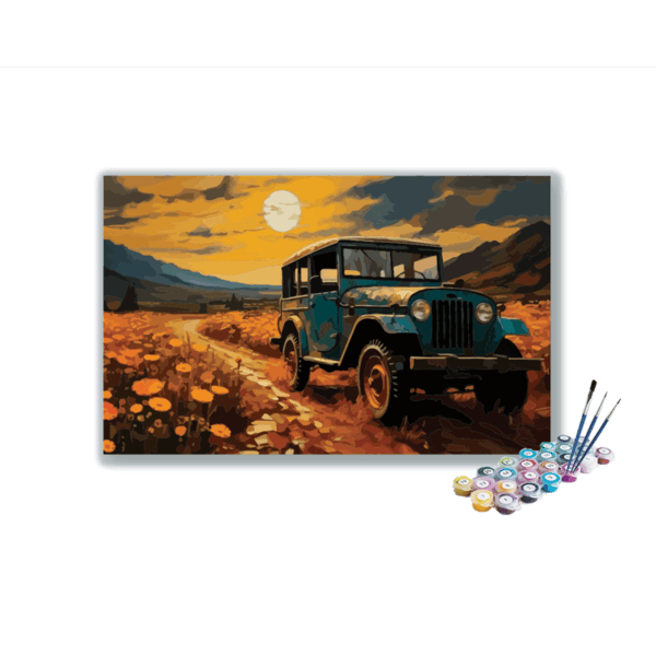 Vintage Off-Road Adventure Jeep Paint by Numbers Kit