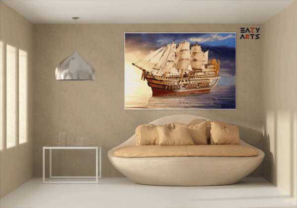 Majestic Sailing Ship Paint by Numbers Kit - Image 2