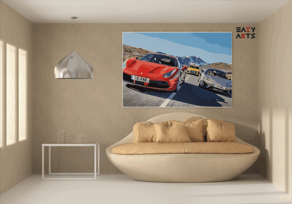 Supercar Speed Chase Paint by Numbers Kit - Image 2