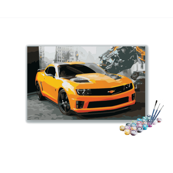 Muscle Car Power: Yellow Camaro Paint by Numbers Kit