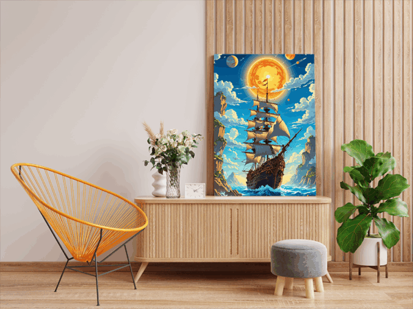 Celestial Voyage Tall Ship Paint by Numbers Kit - Image 2