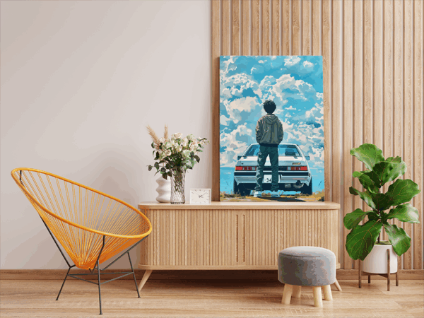 Dreamer’s Drive: Retro Car and Sky Paint by Numbers Kit - Image 2