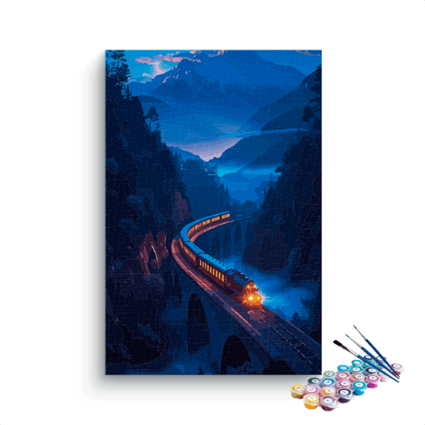 Midnight Express: Mountain Train Journey Paint by Numbers Kit
