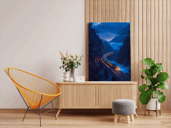 Midnight Express: Mountain Train Journey Paint by Numbers Kit - Image 2