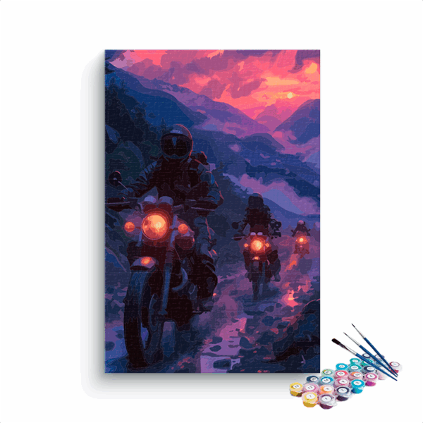 Twilight Riders: Sunset Motorcycle Adventure Paint by Numbers Kit