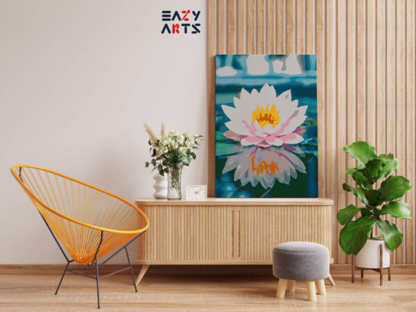 White Lotus Reflection Flower Paint By Numbers kit - Image 2