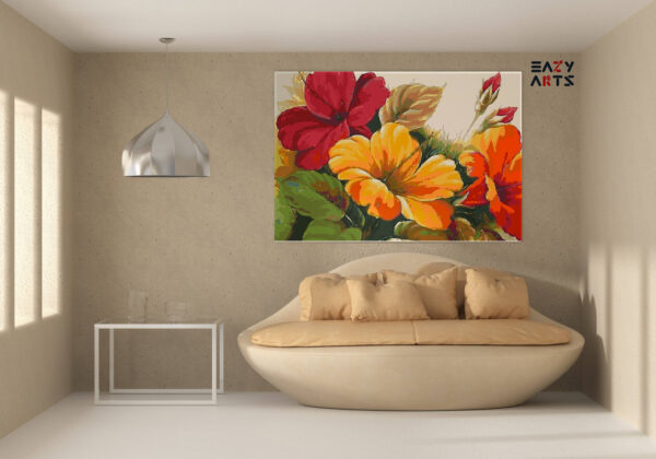 Red and Yellow Hibiscus Paint By Numbers kit - Image 2