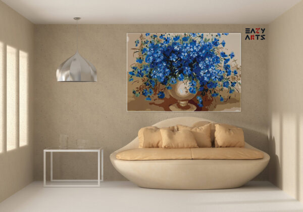Beautiful Blue Flower Pot Paint By Numbers kit - Image 2