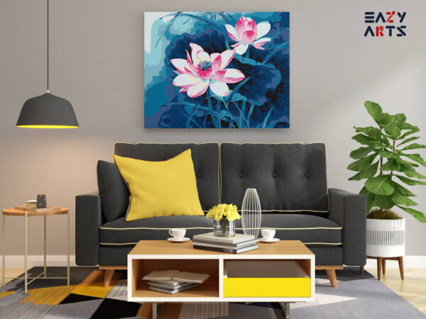 Pink Lotus Flower Paint By Numbers kit - Image 2