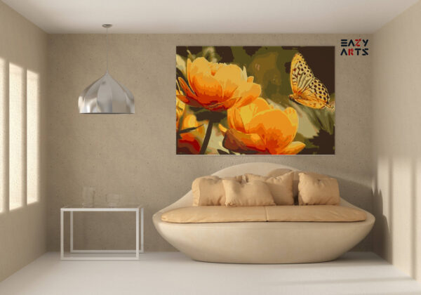 Yellow Flowers and Butterfly Paint By Numbers kit - Image 2