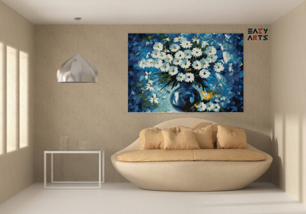 White Flowers Pot Paint By Numbers kit - Image 2