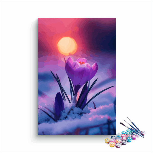 Winter Bloom: Crocus at Sunset Paint by Numbers Kit