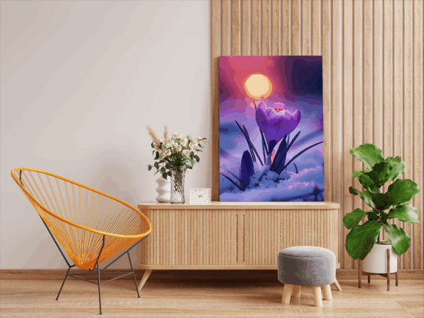 Winter Bloom: Crocus at Sunset Paint by Numbers Kit - Image 2