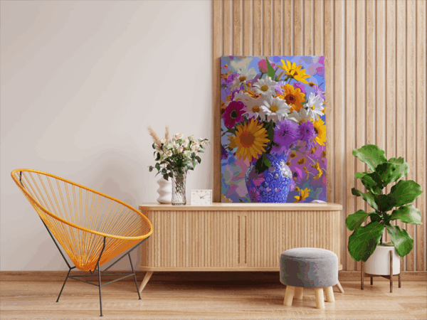 Joyful Blossoms: Sunflowers and Daisies Paint by Numbers Kit - Image 2