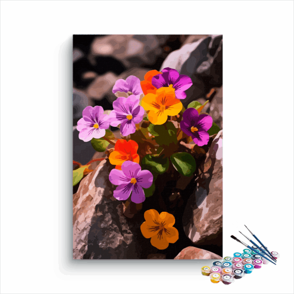 Mountain Pansies: Vibrant Blooms Paint by Numbers Kit