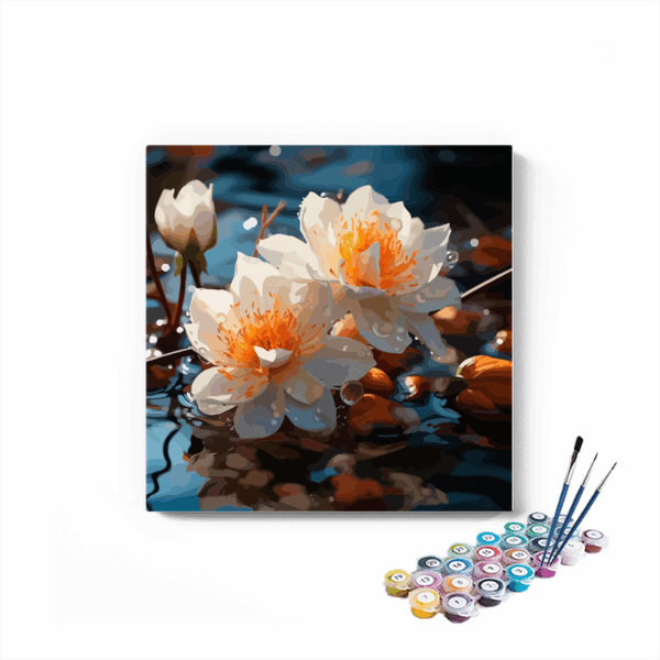 Tranquil Waters: White Water Lilies Paint by Numbers Kit