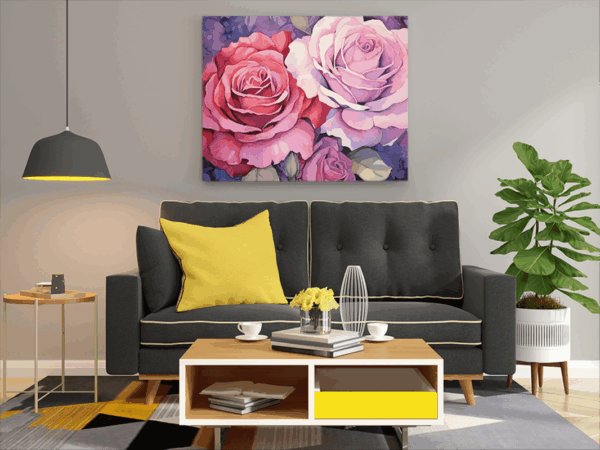 Rosy Elegance: Blushing Roses Paint by Numbers Kit - Image 2