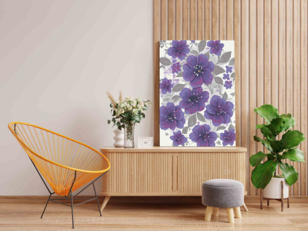 Purple Harmony Flowers Paint by Numbers Kit - Image 2