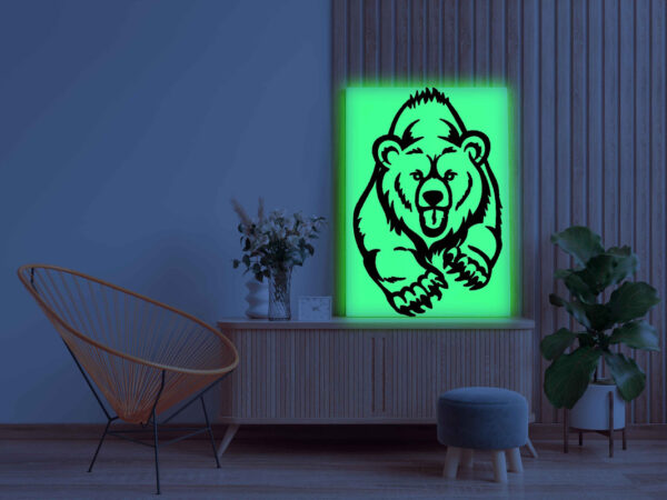 Charging Bear Canvas DIY Painting – Glow in the Dark Kit for Adults & Kids | Eazy Arts DIY Art Set with Brushes, Glow Paint & Black Paint (Blue/Cyan/Green Glow Options) - Image 3