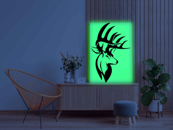 Majestic Deer Canvas DIY Painting – Glow in the Dark Kit for Adults & Kids | Eazy Arts DIY Art Set with Brushes, Glow Paint & Black Paint (Blue/Cyan/Green Glow Options) - Image 3