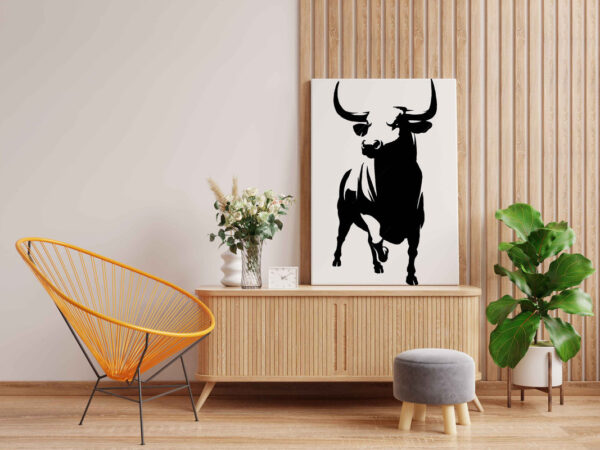 Bull Canvas DIY Painting – Glow in the Dark Kit for Adults & Kids | Eazy Arts DIY Art Set with Brushes, Glow Paint & Black Paint (Blue/Cyan/Green Glow Options) - Image 2