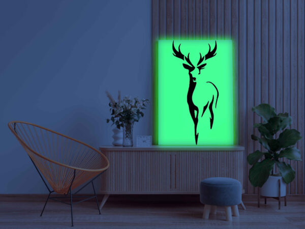 Standing Deer Canvas DIY Painting – Glow in the Dark Kit for Adults & Kids | Eazy Arts DIY Art Set with Brushes, Glow Paint & Black Paint (Blue/Cyan/Green Glow Options) - Image 3
