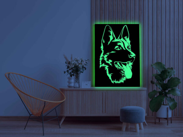 Dog Face Canvas DIY Painting – Glow in the Dark Kit for Adults & Kids | Eazy Arts DIY Art Set with Brushes, Glow Paint & Black Paint (Blue/Cyan/Green Glow Options) - Image 3